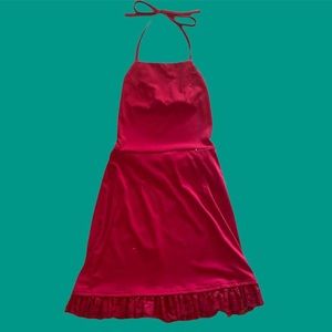 Red Backless Tie Back Dress